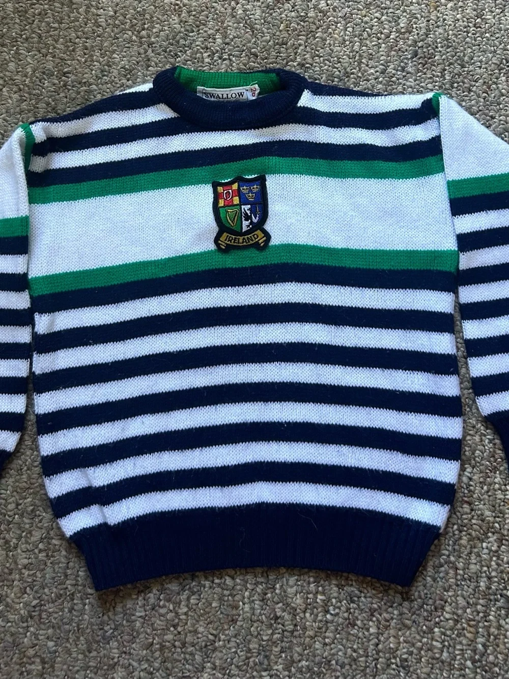 Vintage Kids Swallow Made in Ireland Striped Knit Sweater